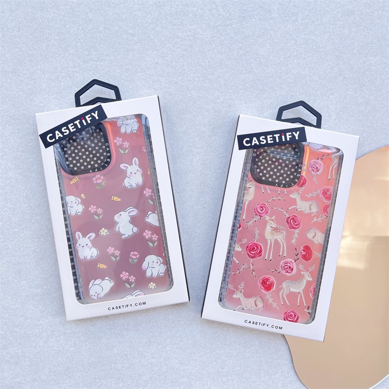 Ốp Điện Thoại Silicone TPU Cứng Chống Sốc Màu Gradient In Hình Thỏ / Hươu Cho iPhone 11 13 12 14 Pro Max 14 Plus