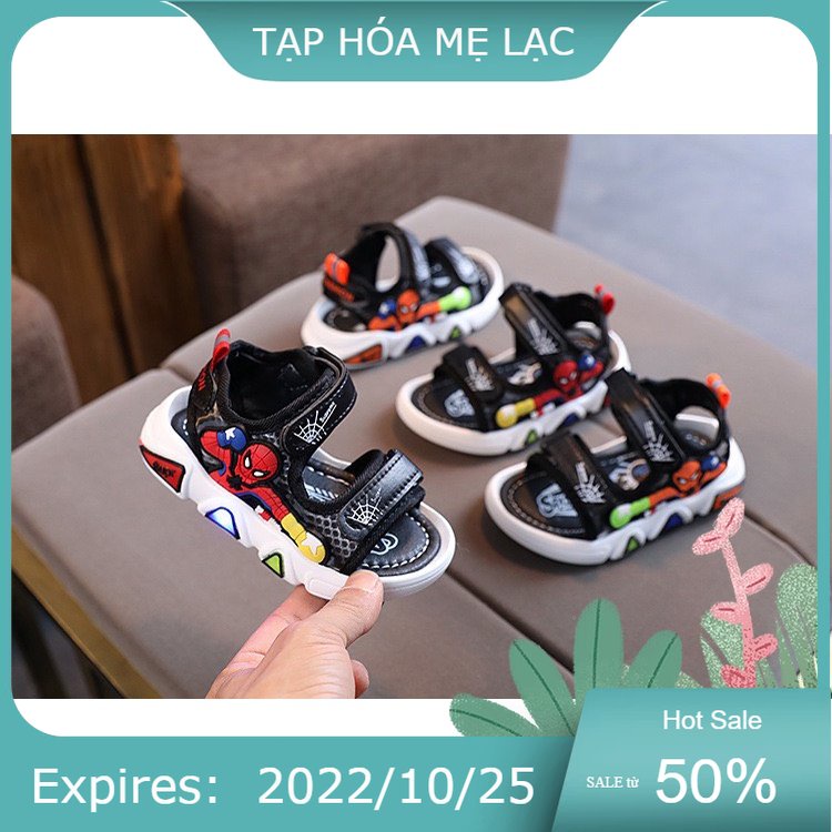 Sandal siêu nhân người nhện cho bé trai 2-6 tuổi, đế chống trượt có đèn Led Mã 518 ( Hàng Sẵn )