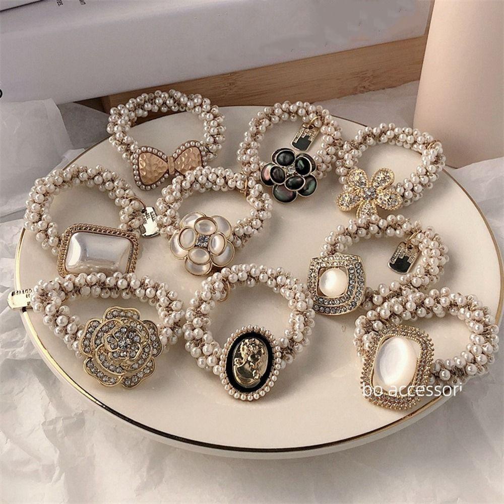 Dây Cột Tóc Cao Su Đính Hoa Trà / Trái Tim Đơn Giản Dễ Thương Cho Nữ