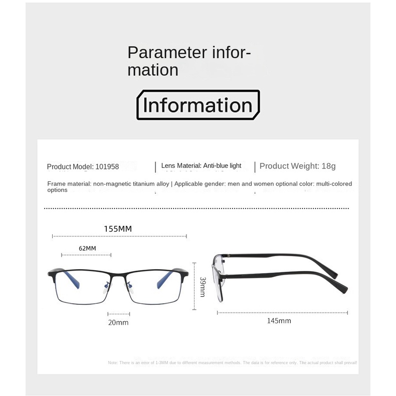 Mắt Kính Gọng Titan Chống Ánh Sáng Xanh Phong Cách Doanh Nhân Thời Trang Cho Nam