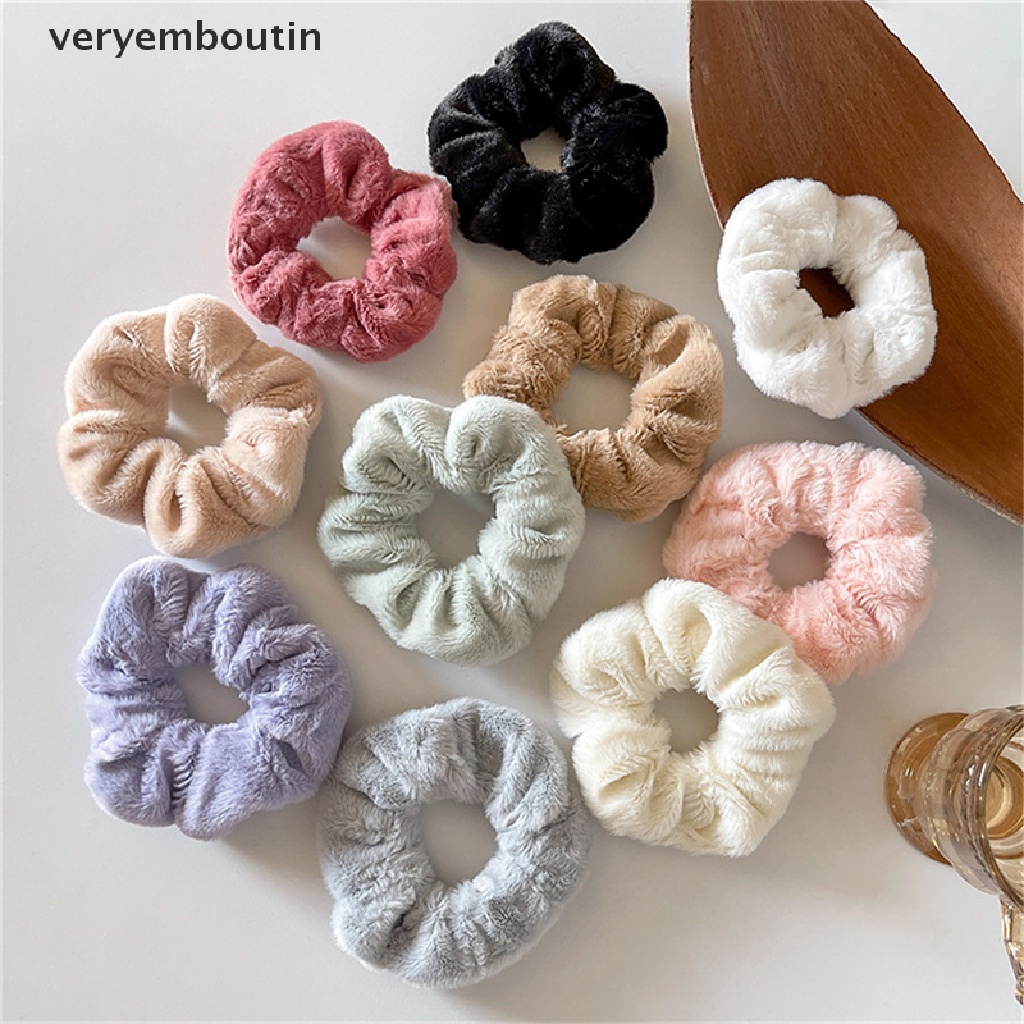 Dây Buộc Tóc Cao Su Bọc Vải Lông Mềm Co Giãn Nhiều Màu Ấm Áp Mùa Đông Cho Nữ