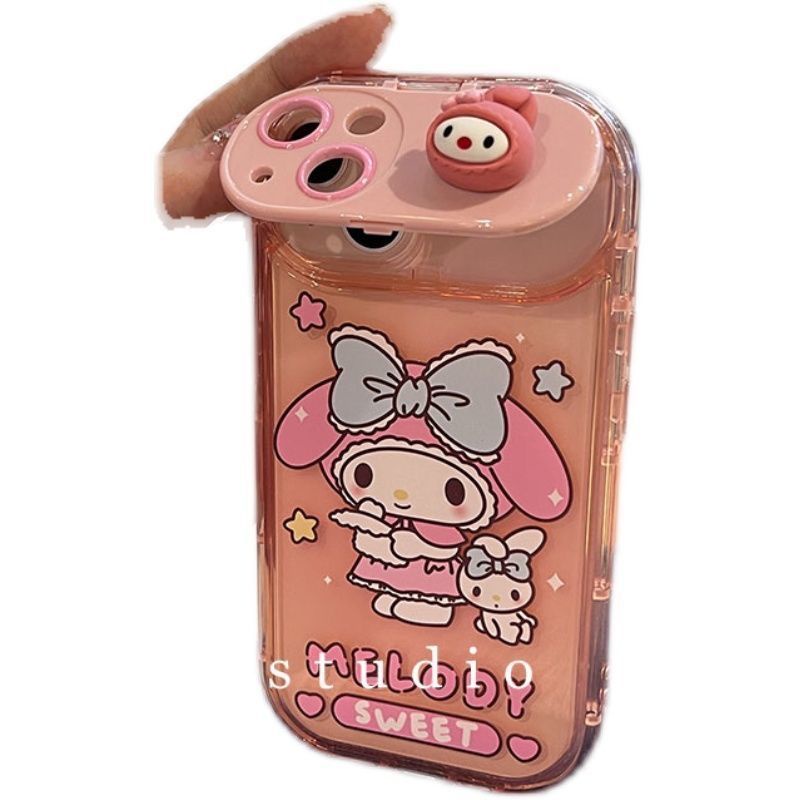 SANRIO Ốp Điện Thoại Nắp Gập Tráng Gương Họa Tiết Hoạt Hình Dễ Thương Cho Iphone 14 pro Max 13 pro Max 11 12 Xs Max