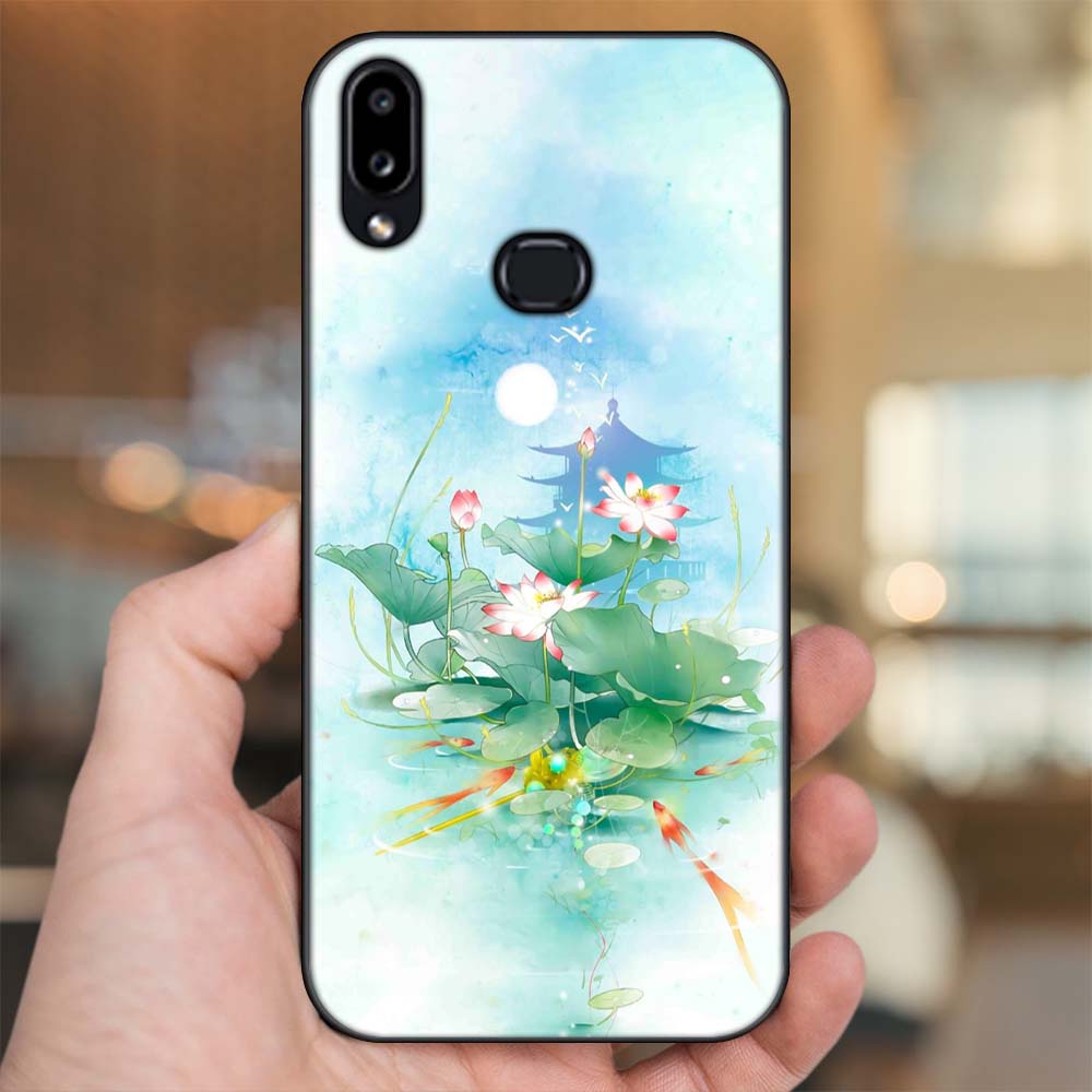 Ốp lưng Samsung A10S viền đen in hình Hoa Sen Hoa Đẹp