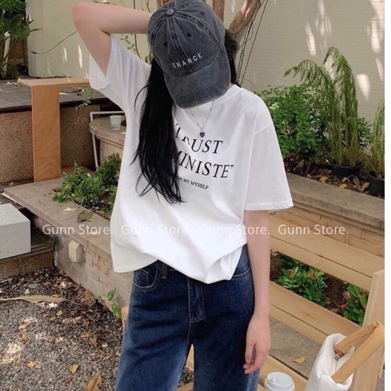 Áo Thun 3158 In Chữ TRUST FEMINISTE Form Rộng Unisex Chất Tuyết Nhung Loại 1, Thoáng Mát, Thấm Hút Mồ Hôi - GUNN