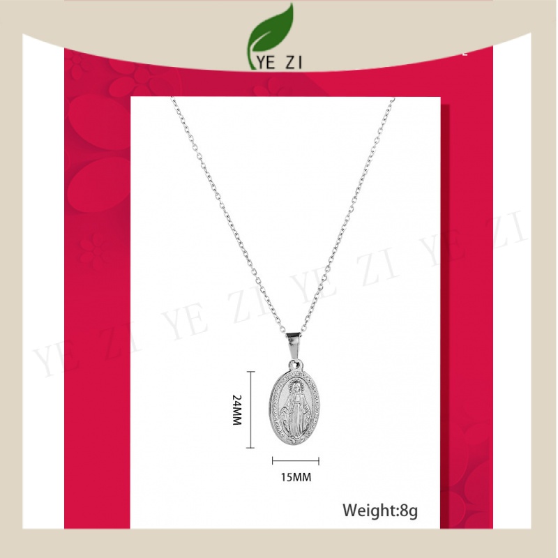 Dây Chuyền Thép Titan Mặt Thánh Giá Đức Mẹ Mary