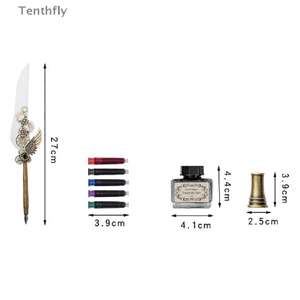 1 Bộ Bút Mực Viết Thư Pháp Hình Lông Vũ Phong Cách Punk Cổ Điển Sáng Tạo Mới