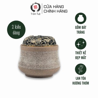 Lư gốm đốt trầm với thân làm bằng gốm Bát Tràng và nắp bằng đồng đẹp mắt và sang trọng