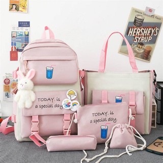 Balo combo thời trang 4 món set balo 4 món ? balo ly nước đi học học sinh