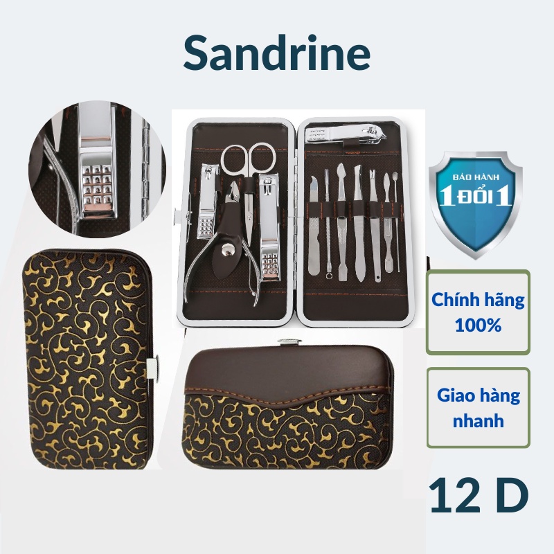 Bộ Dụng Cụ Cắt Bấm Dũa Móng Tay Móng Chân 12 Món Thép Không Gỉ Sandrine BMT2