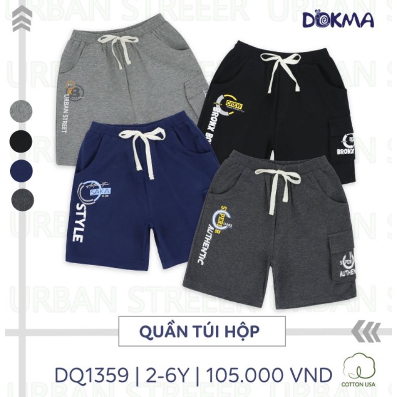 Quần đùi túi hộp bé trai Dokma 2-6Y mã DQ944, DQ1359