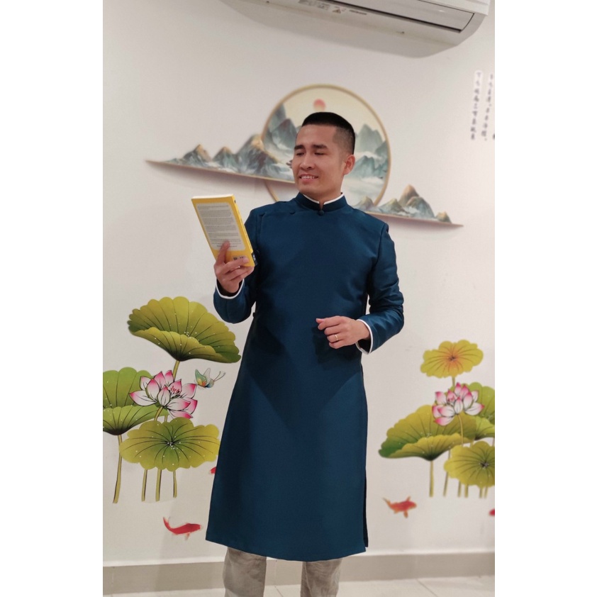 Áo dài cách tân nam may 2 lớp thanh lịch, cao cấp