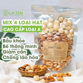 500gr Hạt mix 4 hạt dinh dưỡng cao cấp (hạt điều, hạnh nhân, óc chó, macca) loại A La'zen