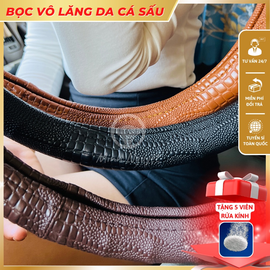 Bọc Vô lăng da cá sấu dành cho xe con, xe tải bền chắc, êm tay
