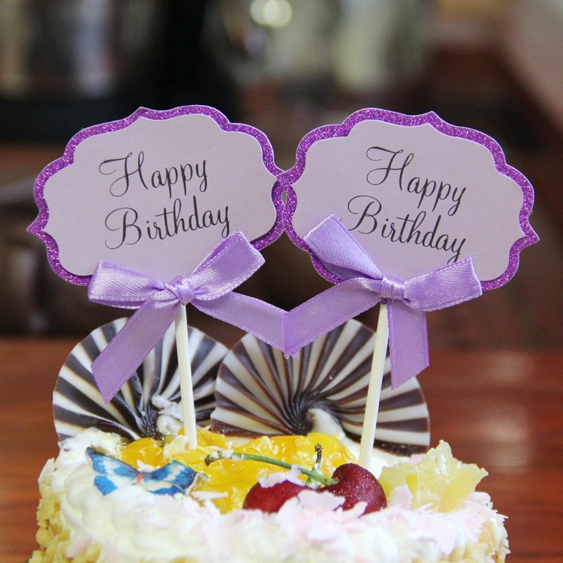 Set 5 Thẻ Cắm Trang Trí Bánh Kem Hình Nơ Xinh Xắn