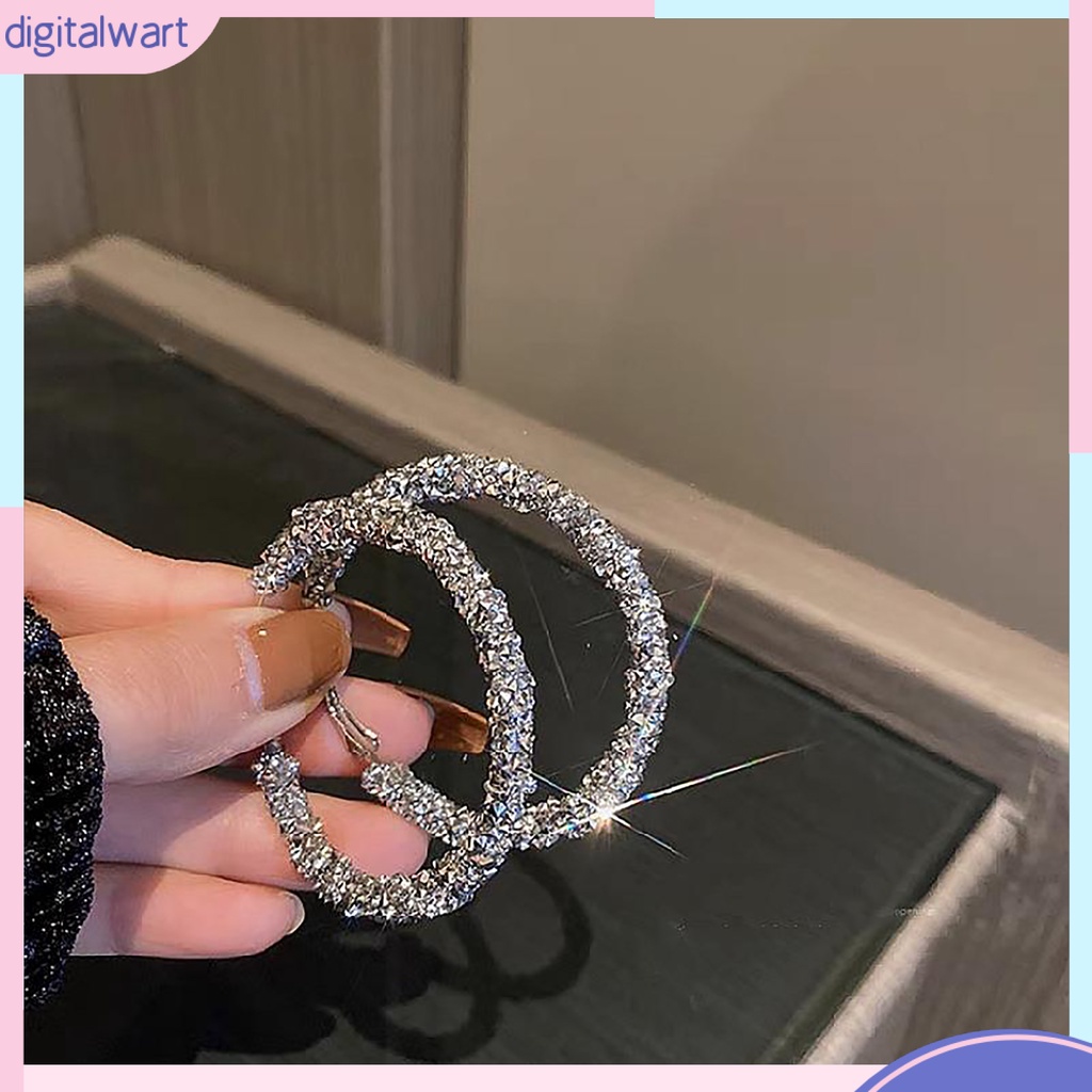 1 Đôi Bông Tai Đính Đá Lấp Lánh Thời Trang Dành Cho Nữ