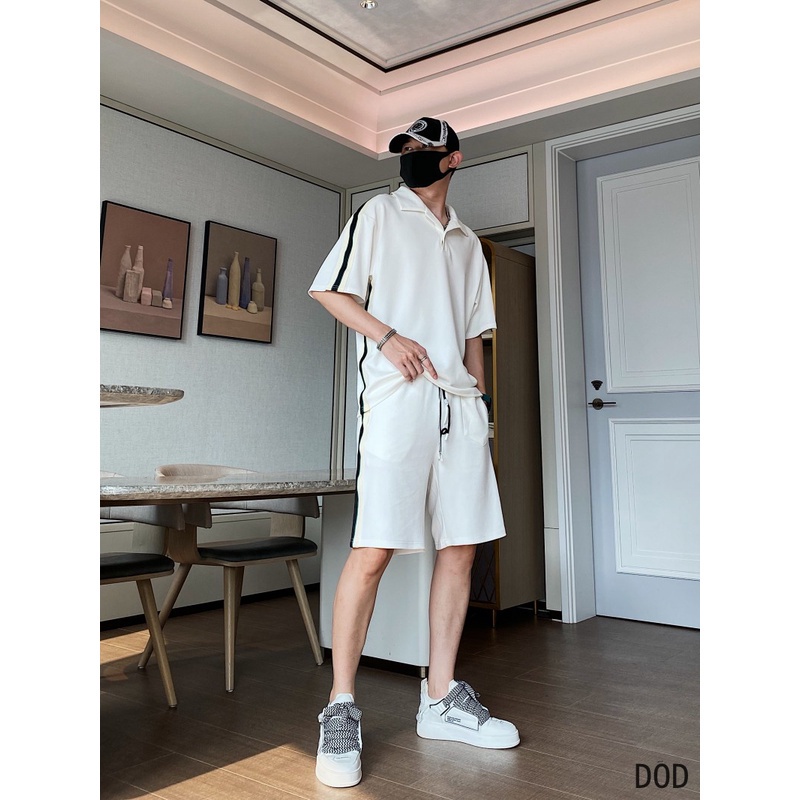 Bộ Polo Nam Nữ AMBITION Cổ Bẻ Áo Quần Phối Viền 2 Sọc Vai Sành Điệu, 2 Màu Siêu Hot Cotton Ngoại Dày Dặn Cá Tính
