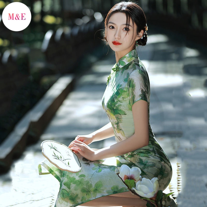 Đầm Sườn Xám Dáng Ôm Phong Cách Trung Hoa Thời Trang Mùa Hè 2022 Mới