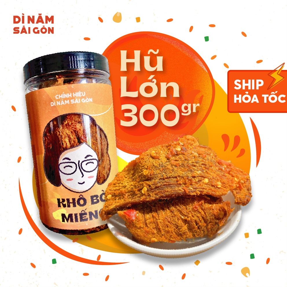 Khô Bò Miếng Mật Ong 300gr I Dì Năm Sài Gòn, Đồ Ăn Vặt Loại 1 I Dai Dai, Mặn Mặn, Ngọt Ngọt, Cay Cay