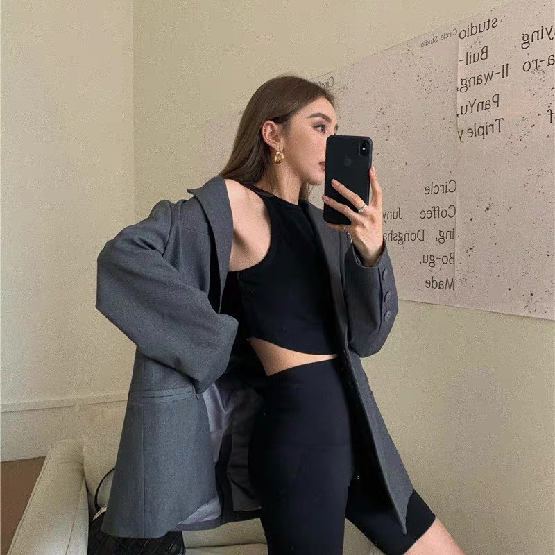 Áo croptop sát nách dáng ôm JUNE.SG Áo ba lỗ nữ vạt bầu ôm body D014