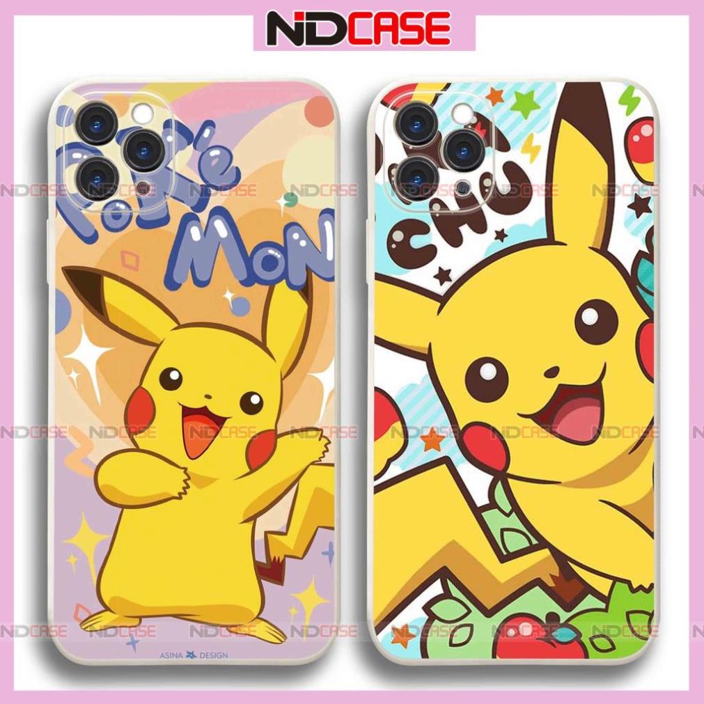Ốp lưng điện thoại iPhone cạnh viền vuông silicon dẻo Pikachu pokemon ip 6/6s/7/8/X/XS/11/12/13/14 Pro Plus Max