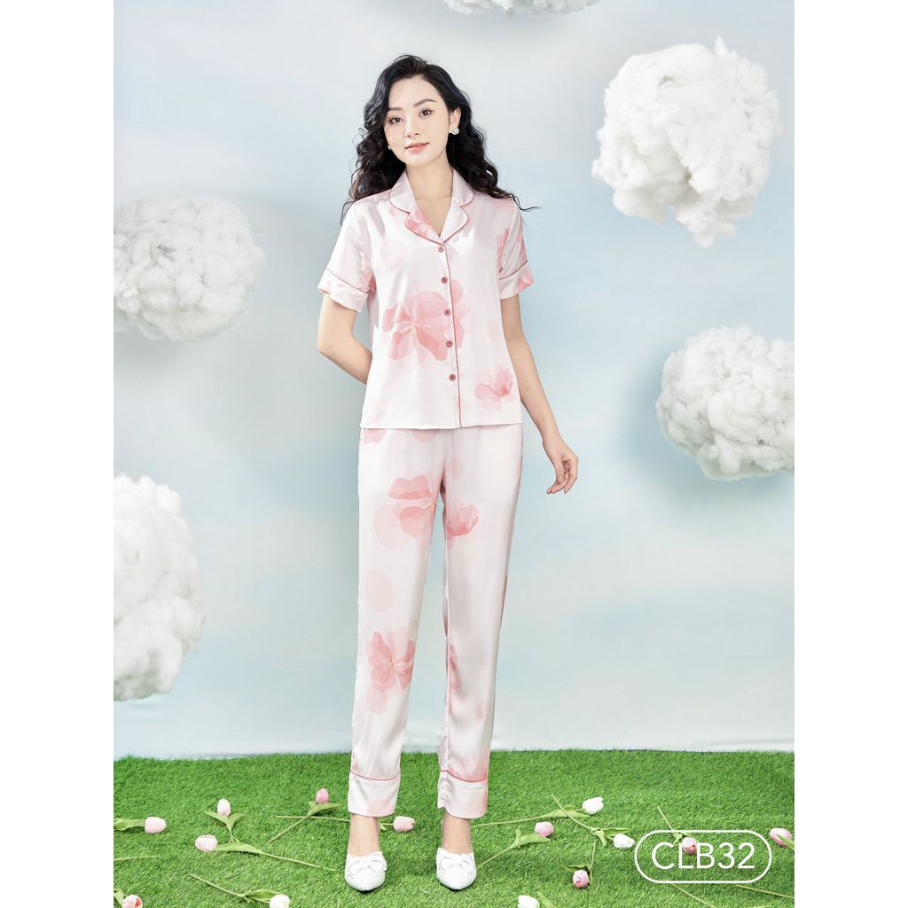Bộ ngủ satin ZAM LUXURY - CLB32 - Áo ngắn tay quần dài