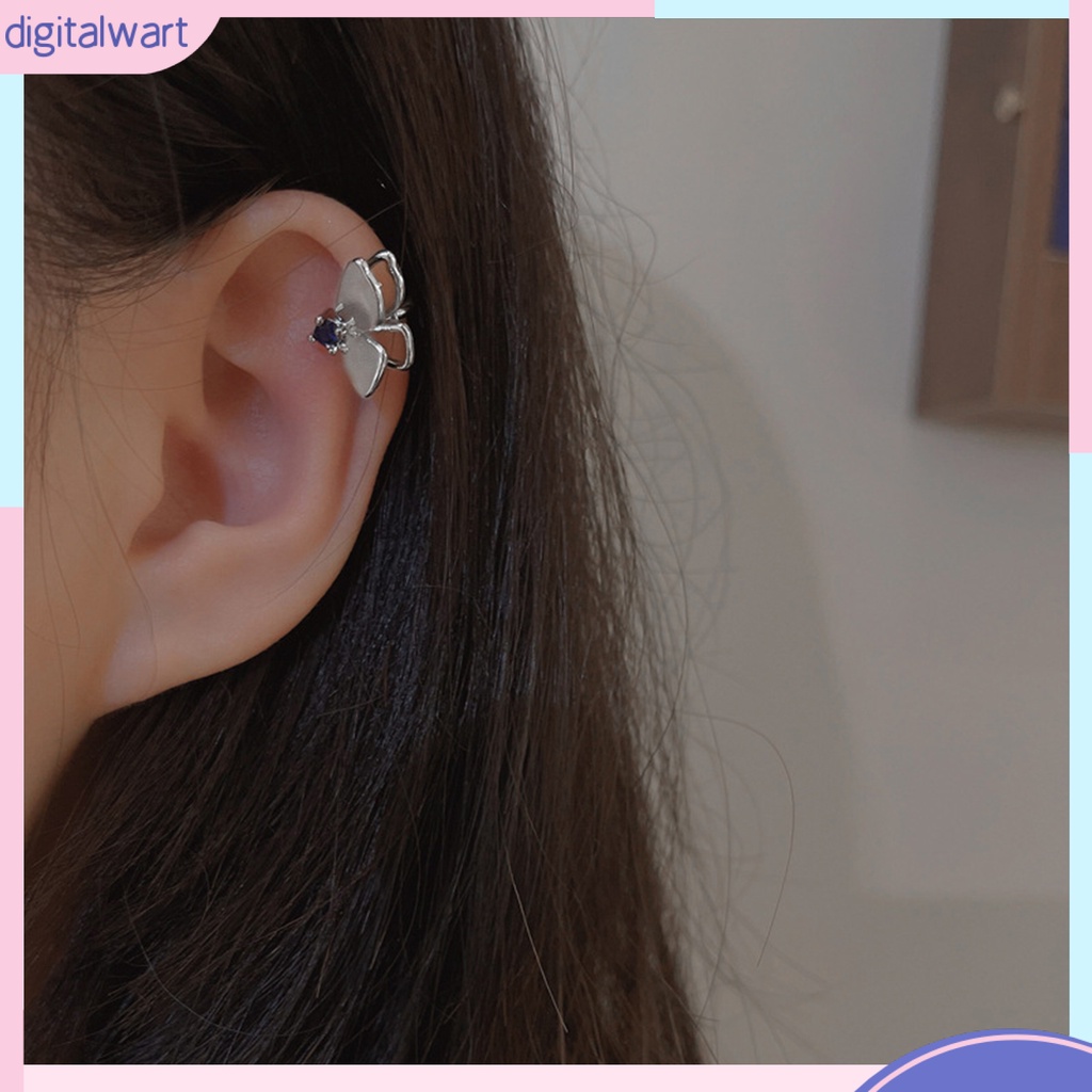 1 Khuyên Tai Kẹp Vành Tai Hình Học Đính Đá Zirconia Hai Lớp Không Cần Khoan Lỗ Màu Xanh Dương Sáng Trang Sức Làm Quà Tặng Hằng Ngày Cho Bạn Gái