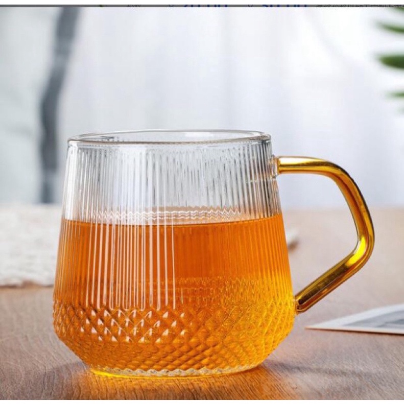 cốc quai thuỷ thuỷ tinh hoạ tiết tăm kim cương , đồ gia dụng thông minh, tiện ích