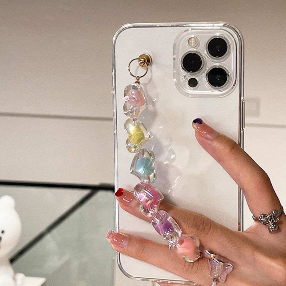 Ốp Điện Thoại TPU Mềm Trong Suốt Màu Kẹo Có Dây Đeo Tay Cho IPhone 14 13 12 11 Pro Max X Xs XR 8 7 Plus