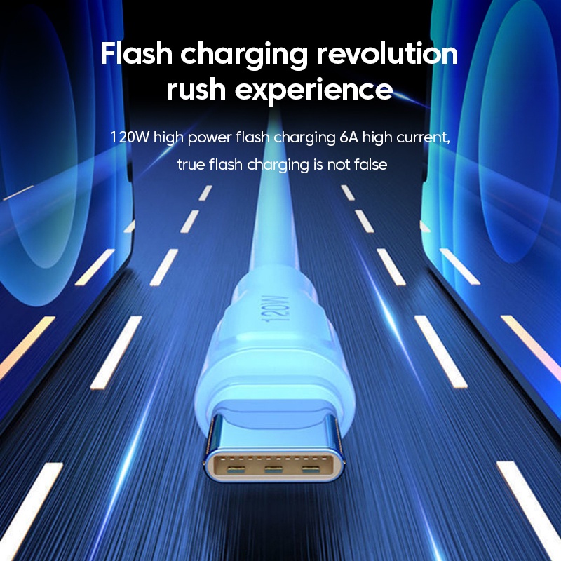 Dây Cáp Sạc Nhanh 120W 6A Bằng Silicone Loại C Chất Lượng Cao