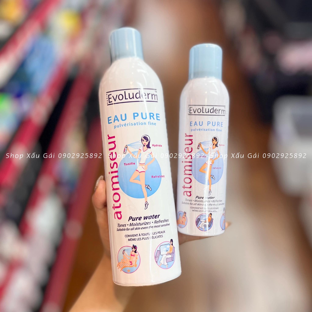 Xịt khoáng Evoluderm giúp dưỡng ẩm cấp nước và làm dịu làn da Atomiseur Eau Pure 150ml - 400ml