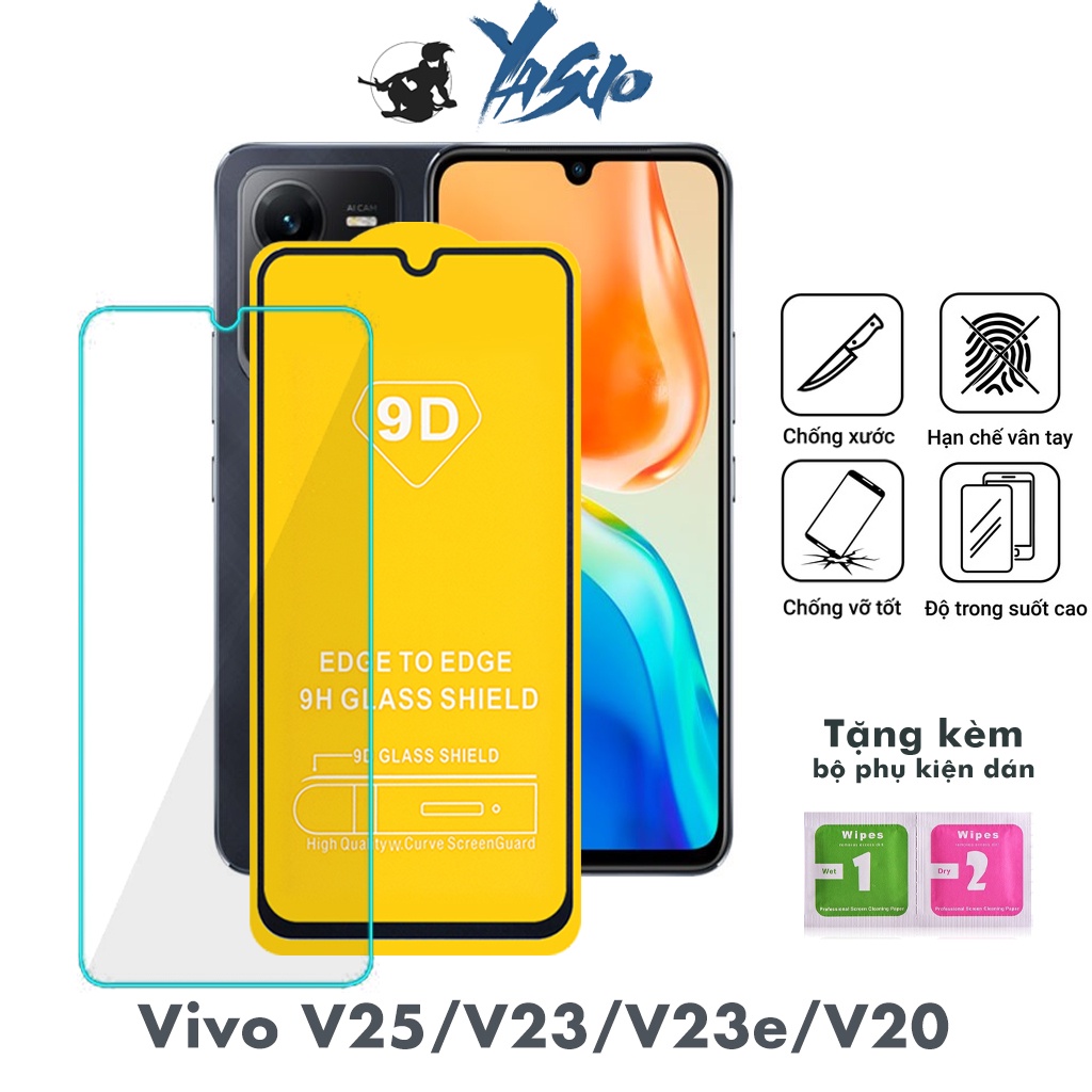 Kính Cường Lực Vivo V20 V20se Full màn hình 9D và Trong suốt 21H Độ cứng 9H Cảm ứng mượt mà