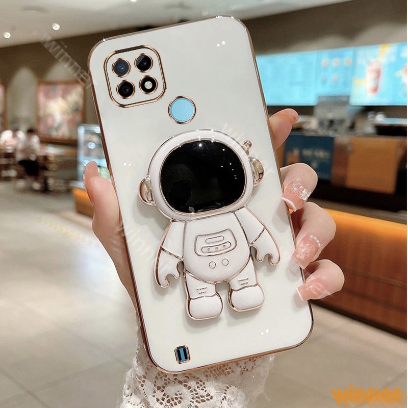 Dấu ngoặc Ốp Lưng Realme C21Y Realme C25Y Realme C21 Ốp Điện Thoại In Hình Phi Hành Gia Có Giá Đỡ Cho 31AYHY