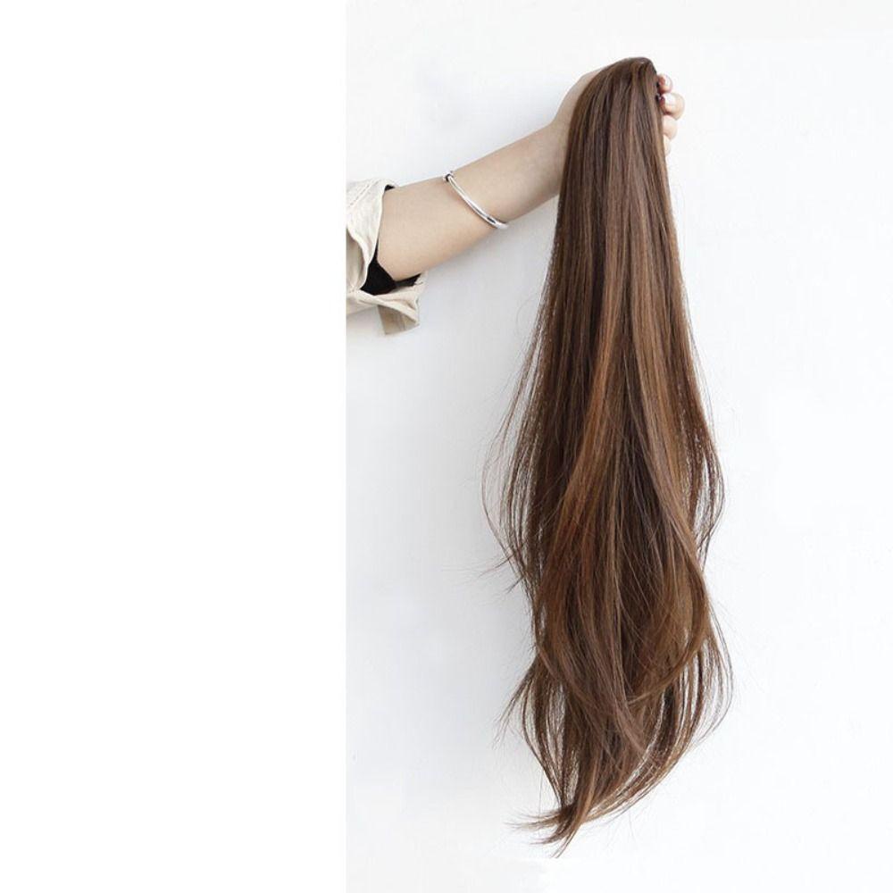 ANEMONE Tóc Giả Đuôi Ngựa Xoăn Dài Màu Đen Ngọt Ngào Dễ Thương Dành Cho Nữ