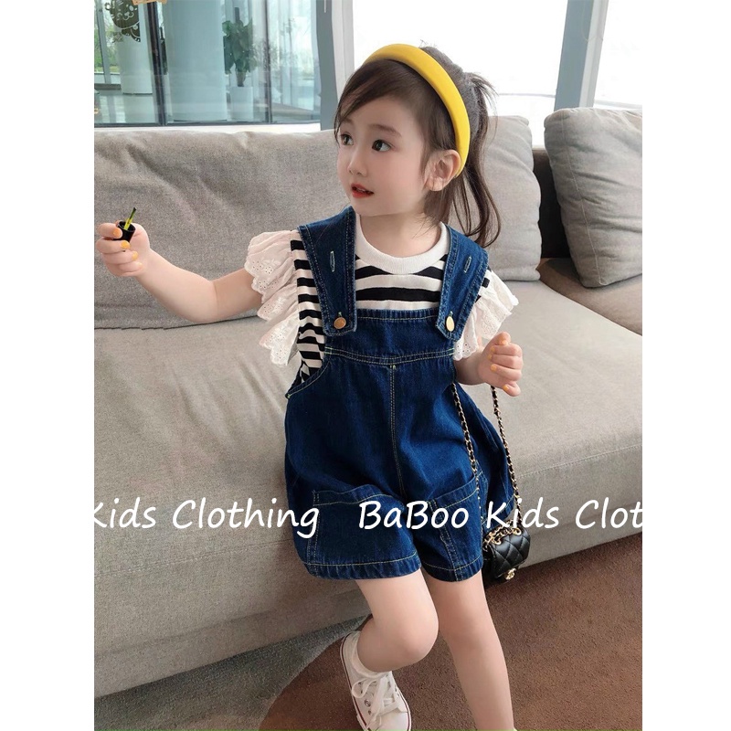 Set Yếm Jean 2 Chi Tiết Cho Bé Gái, Thiết Kế Đơn Giản Tinh Tế BaBoo Kids