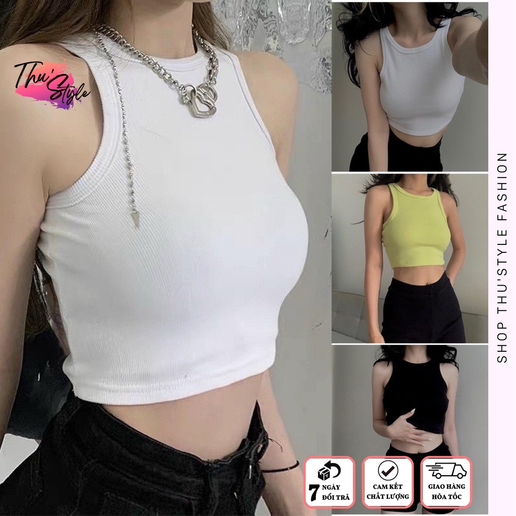 Áo Croptop Ba Lỗ Nữ NGƯỢC Trơn HT Fashion Ôm Body Chất Tốt, Áo CRT Kiểu nữ ôm thun gân mềm mát HT Fashion
