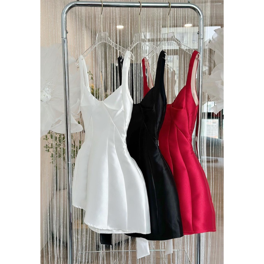 Váy 2 Dây Thắt Nơ Lưng Siêu Đẹp Bùi Đượm Concept, Đầm Dự Tiệc Cúp Ngực Thắt Nơ Hở Lưng BĐ115