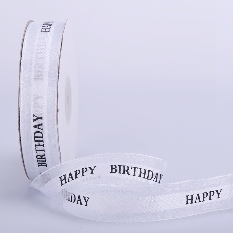 Ruy băng voan chữ ❤️ Happy Birthday ❤️ size 2.5cm  Ruy băng gói quà sinh nhật, gói hoa cao cấp