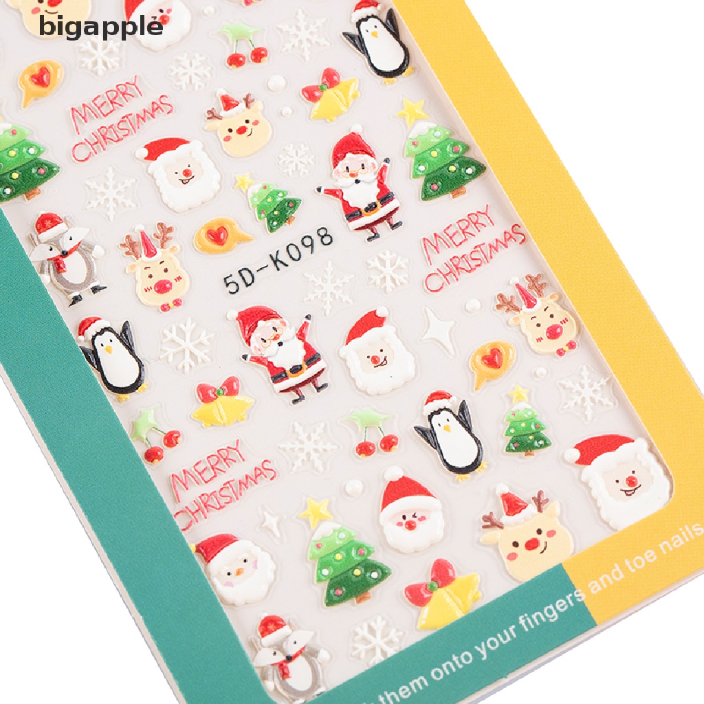 1 Tờ Sticker Dán Móng Họa Tiết Giáng Sinh 5D Dễ Thương Bắt Mắt