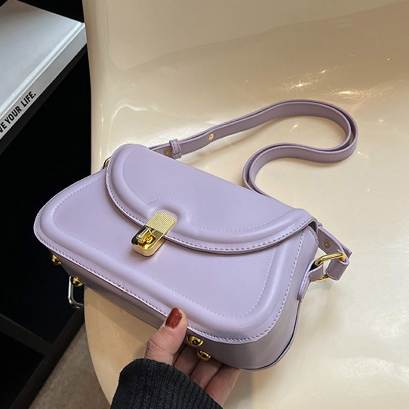 Túi Đeo Chéo Màu Trơn Phong Cách Retro Thời Trang Cho Nữ