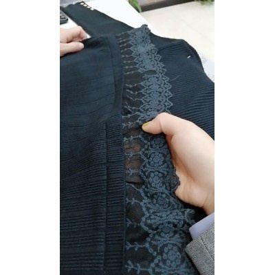 ORDER - Đầm len viền cúc mix chân váy bèo ren cao cấp Quảng Châu