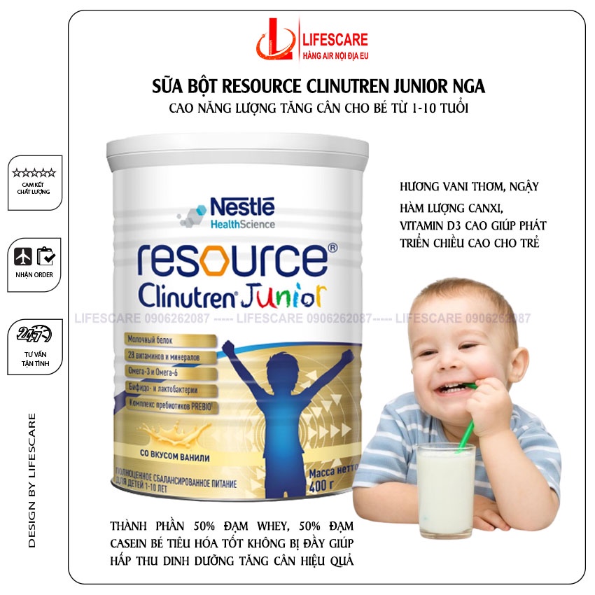 Sữa bột resource clinutren junior Nga, 400g