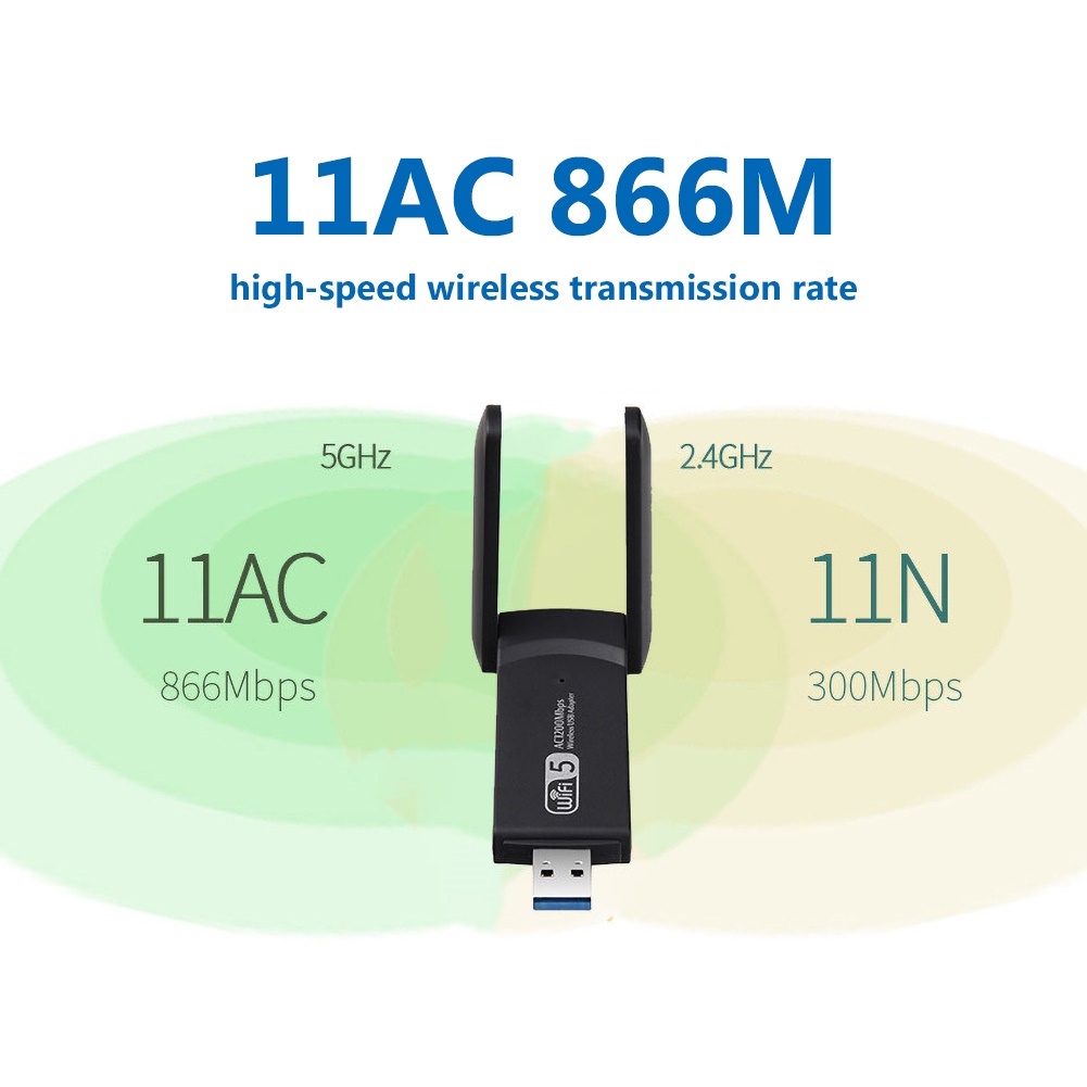 Usb 3.0 Thu Sóng WiFi Băng Tần Kép 1200Mbps 2.4 / 5G