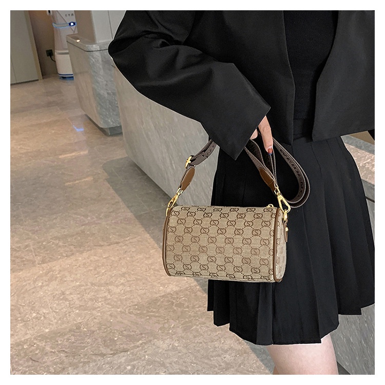 Túi xách nữ ống tròn nữ chất da mix hoạ tiết thời trang đeo vai đeo chéo H71