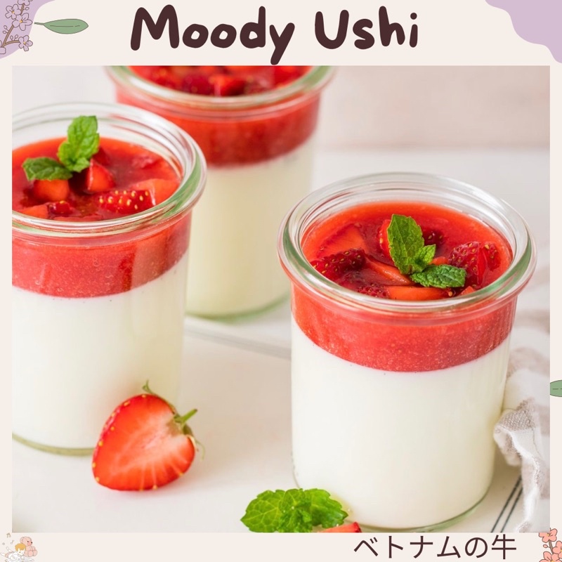 Set nguyên liệu làm Panna Cotta vị dâu, đào, kiwi, việt quất, chanh dây thành phẩm 700ml cực kỳ dễ làm