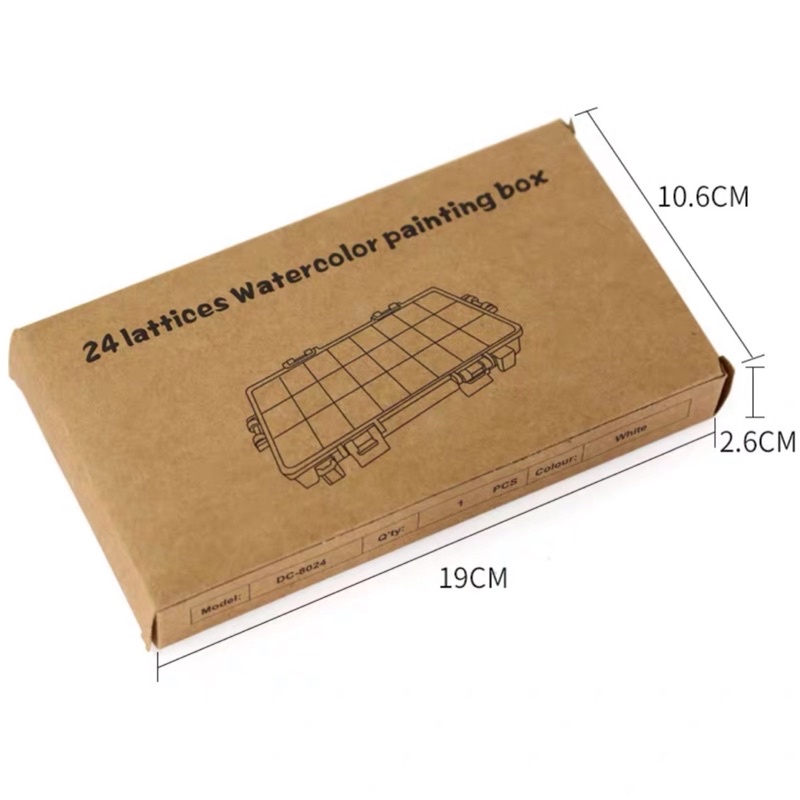 Khay mica đựng bột - màu gel vẽ 24 ô - hộp mika đựng bột có khoá cài chắc chắn