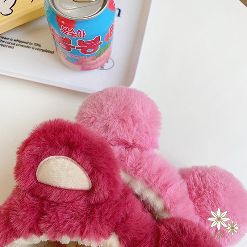 Băng Đô Cài Tóc Rửa Mặt Hình Tai Gấu / Dâu Tây Bằng Lông Nhung Dễ Thương Xinh Xắn