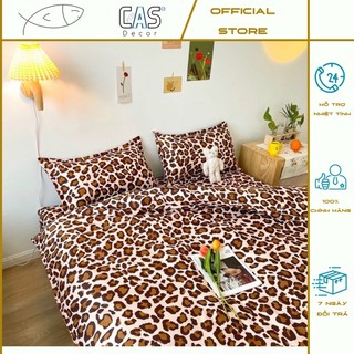 Bộ Chăn Ga Gối Cotton PL Hình Beo Nâu, Chất Liệu Thoáng Mát Đủ Kích Thước CAS Decor