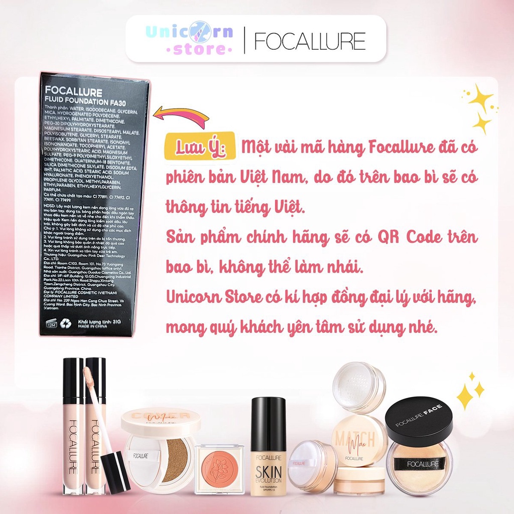 Kem Nền BB Trang Điểm Che Khuyết Điểm Tự Nhiên Focallure Skin Evolution Fluid Foundation SPF15 FA30