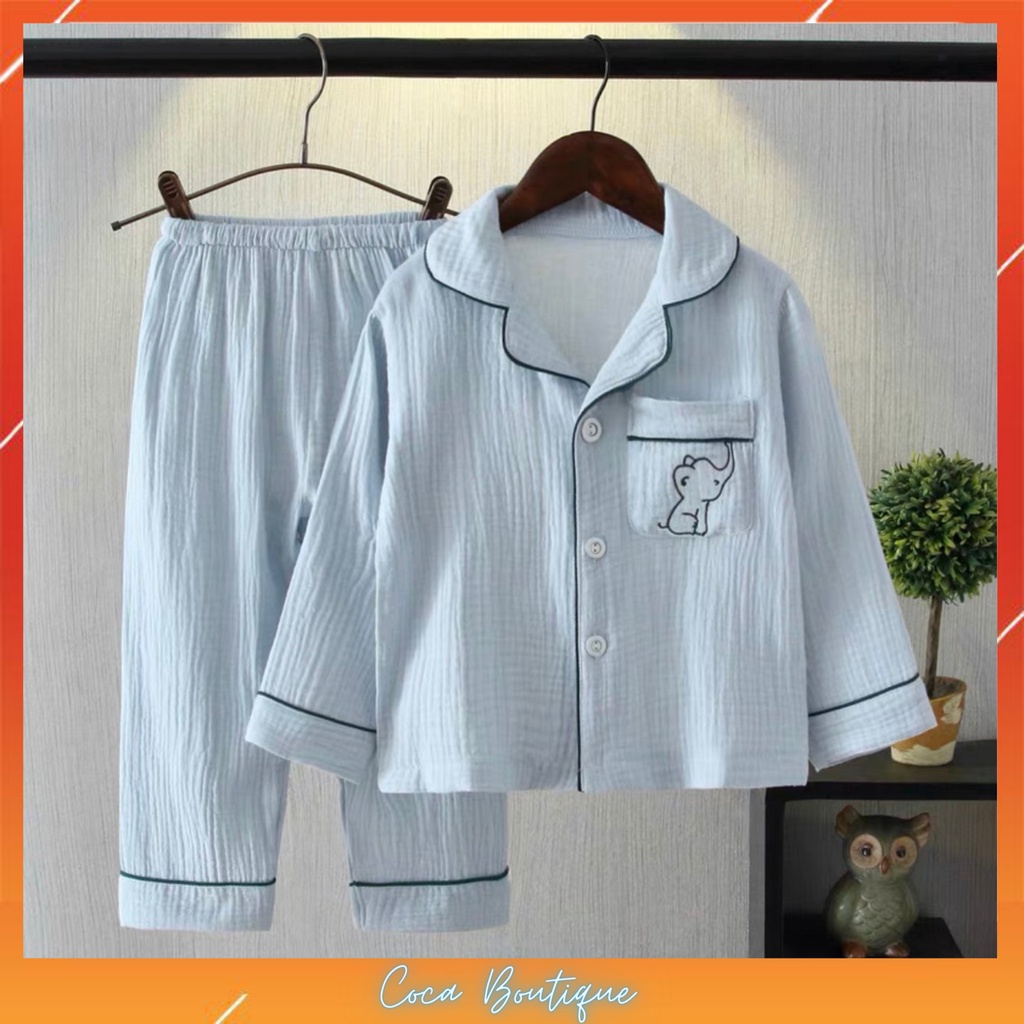 Đồ Ngủ Dài Tay Cho Bé, Bộ Pijama dài tay Bé Trai, Bộ Pijama Cho Bé Gái Chất Đũi In Hình Cực Yêu Cho Bé Từ 8kg - 39kg