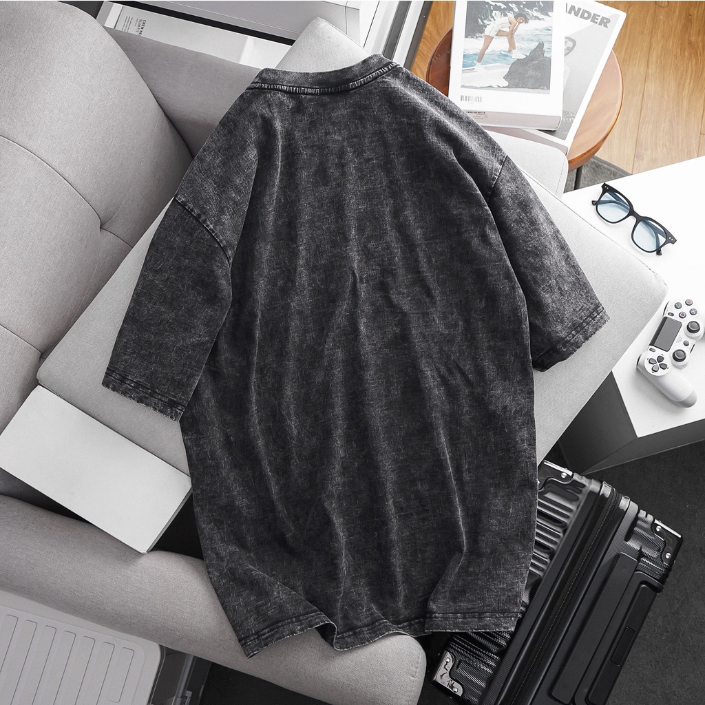 Áo thun  thời trang streets tyle form lỡ, wash màu bụi, cá tính ES6